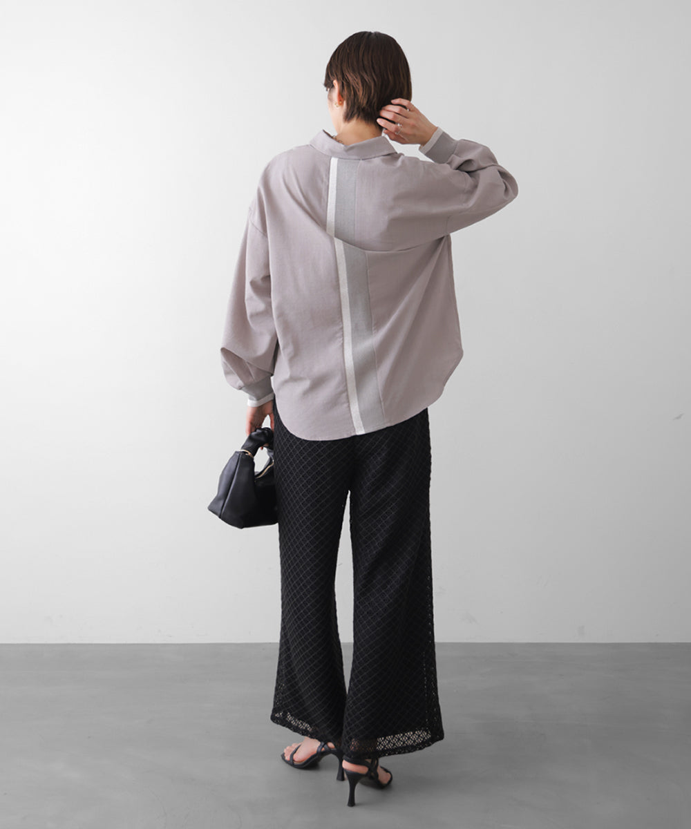 麻調バックテープ切替ブラウス［8/12発送予定］