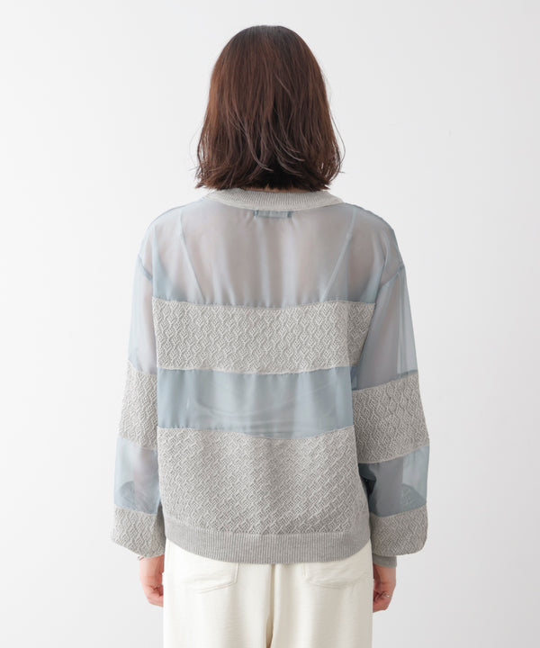 透かし編みオーガンジートップス