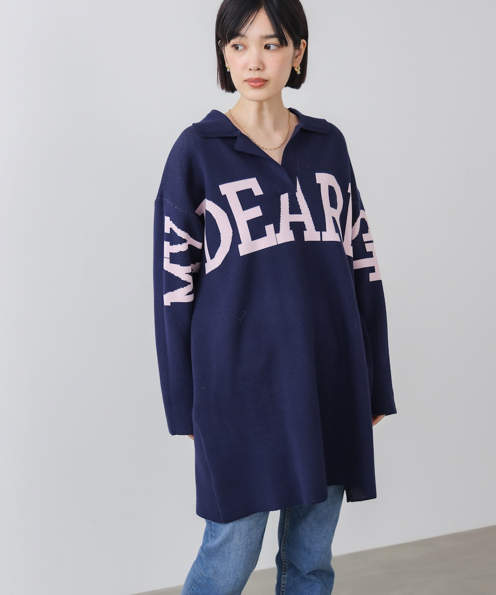 【WEB限定】襟付きロゴニットチュニック