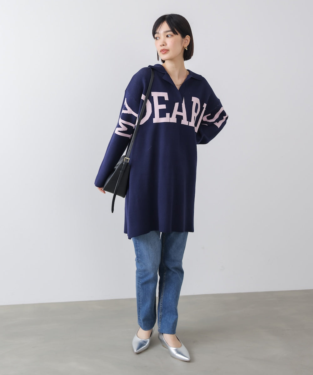 【WEB限定】襟付きロゴニットチュニック