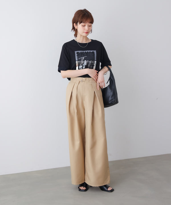 スレンダーベルトワイドパンツ