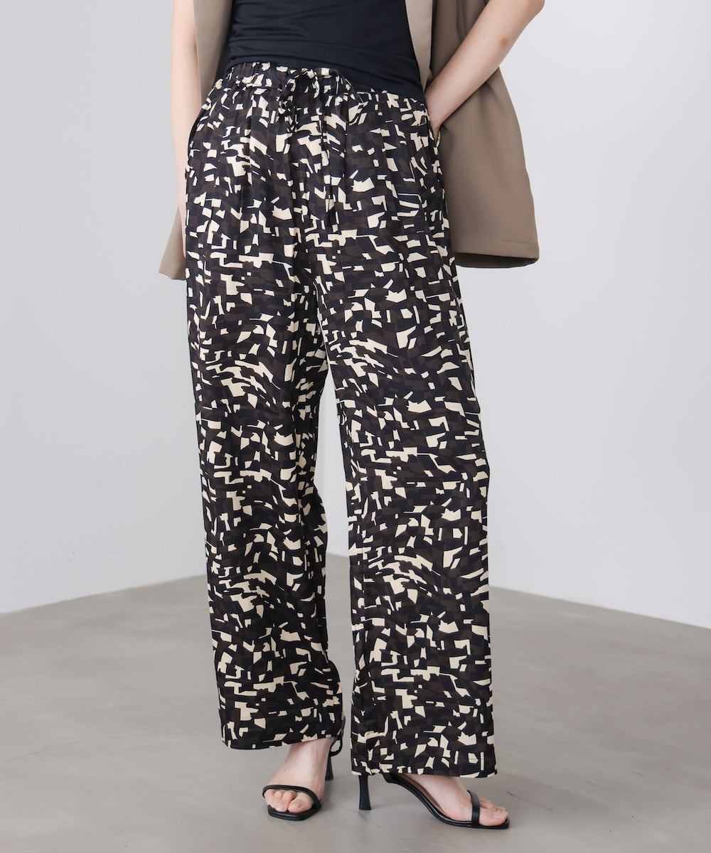 【WEB限定】3配色ニュアンスブロック柄ワイドパンツ［4/10発送予定］