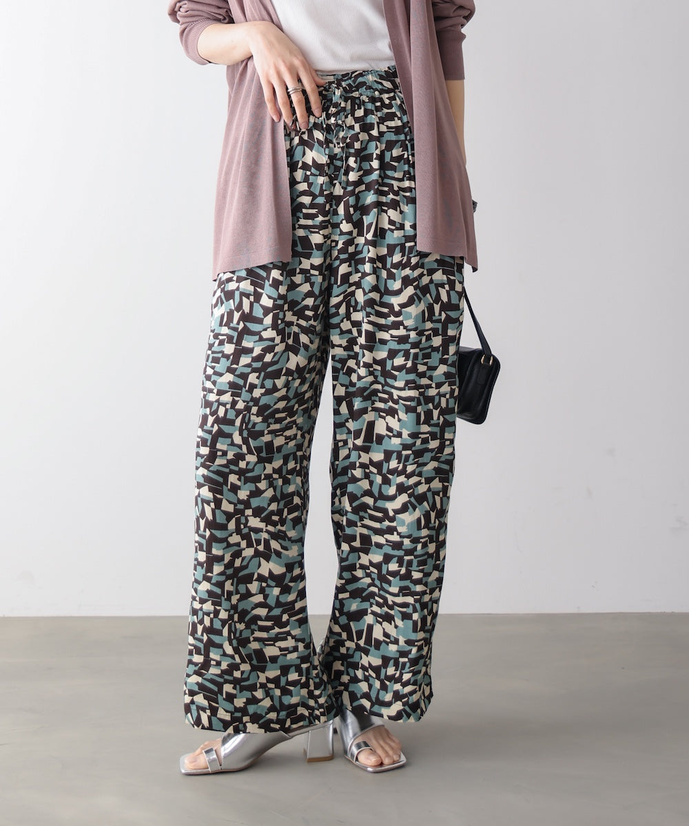 【WEB限定】3配色ニュアンスブロック柄ワイドパンツ［4/10発送予定］