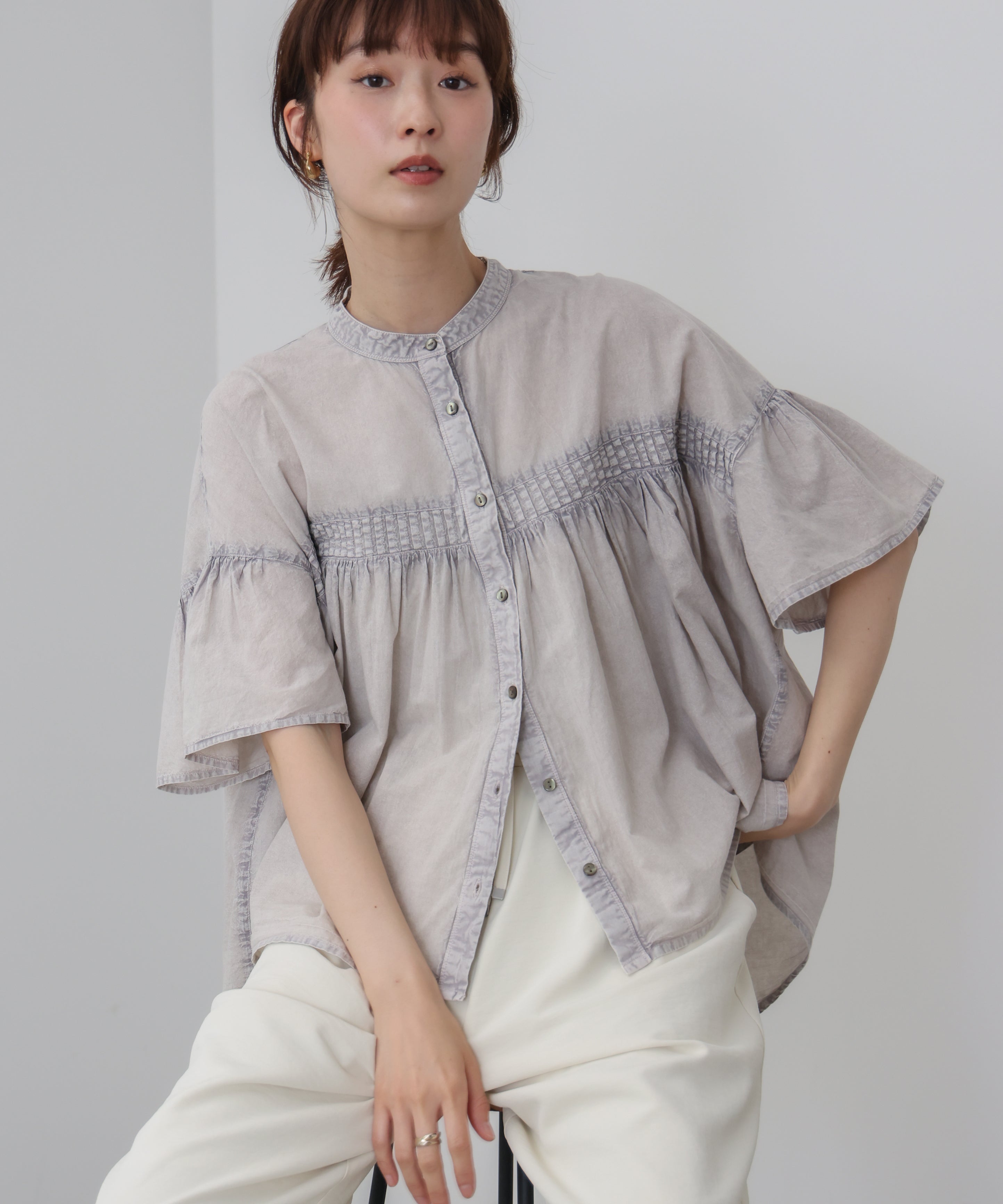 ボイルケミカルギャザーブラウス［5/8発送予定］