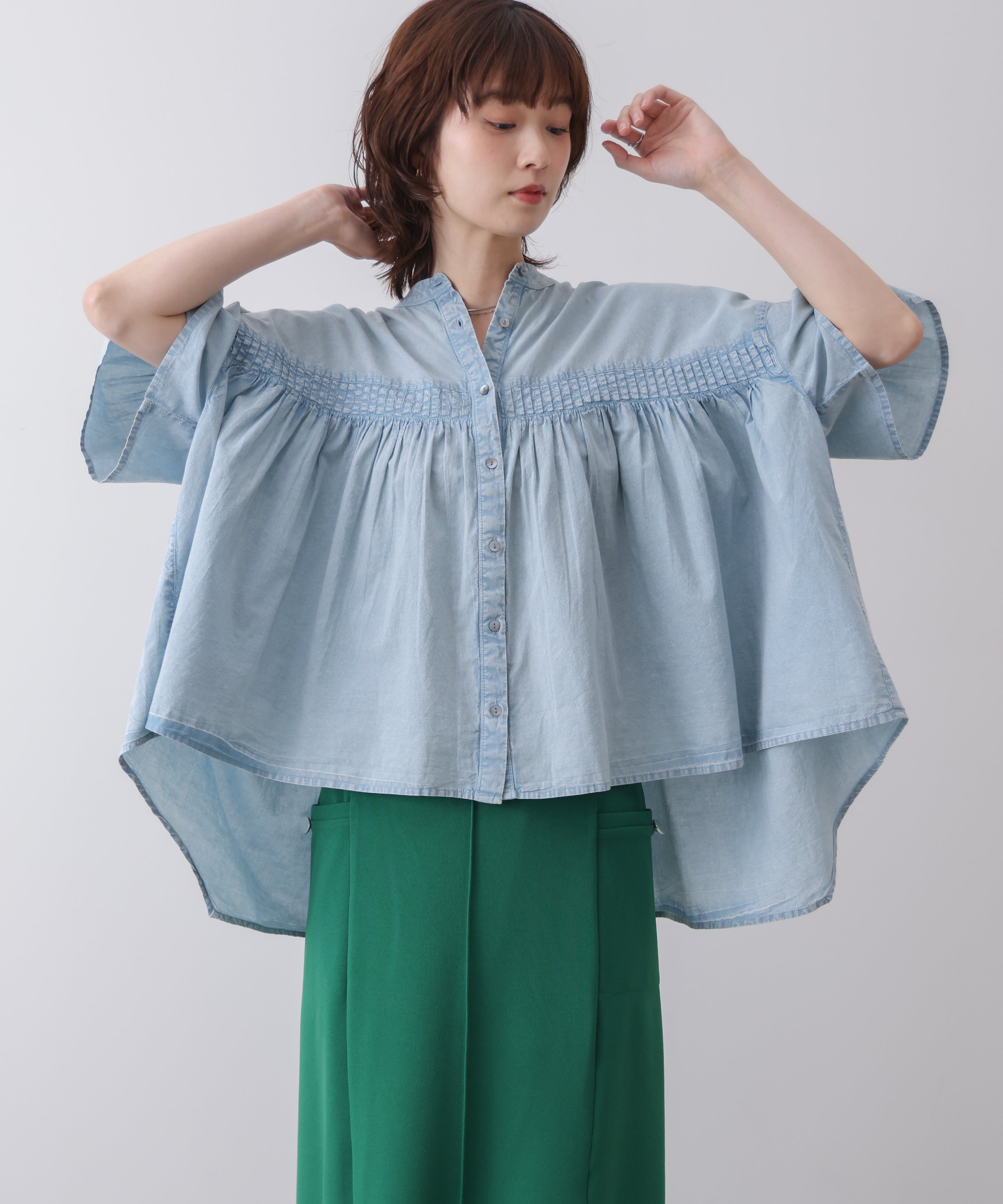 ボイルケミカルギャザーブラウス［5/8発送予定］