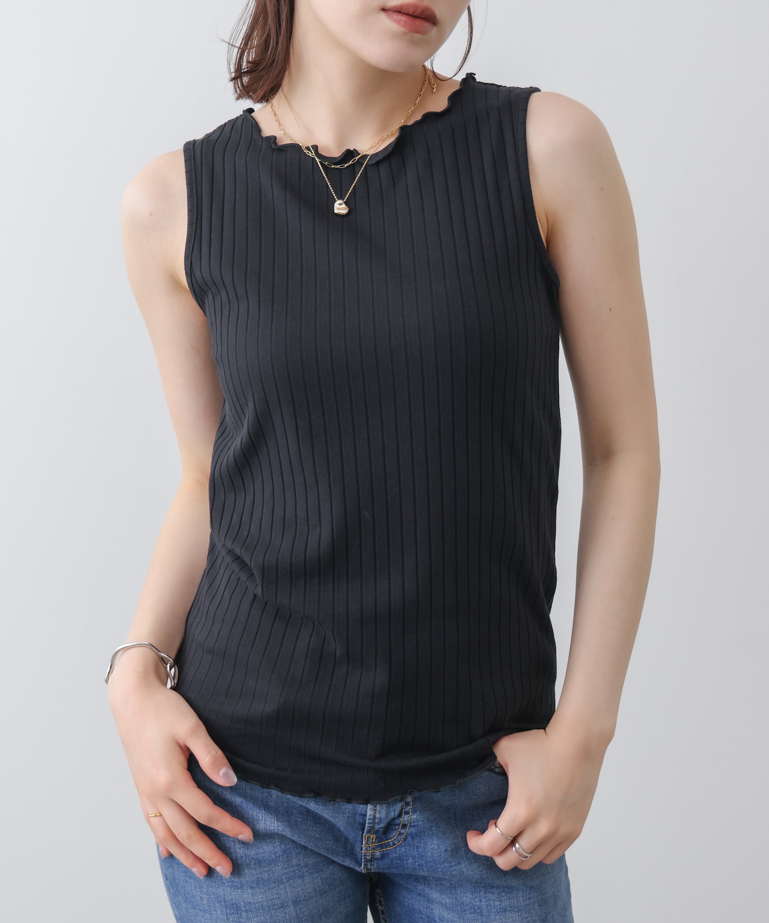 ワイドリブメロウタンクトップ