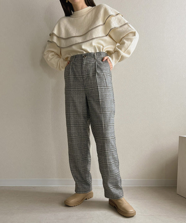 Bab 配色ステッチワイドパンツ