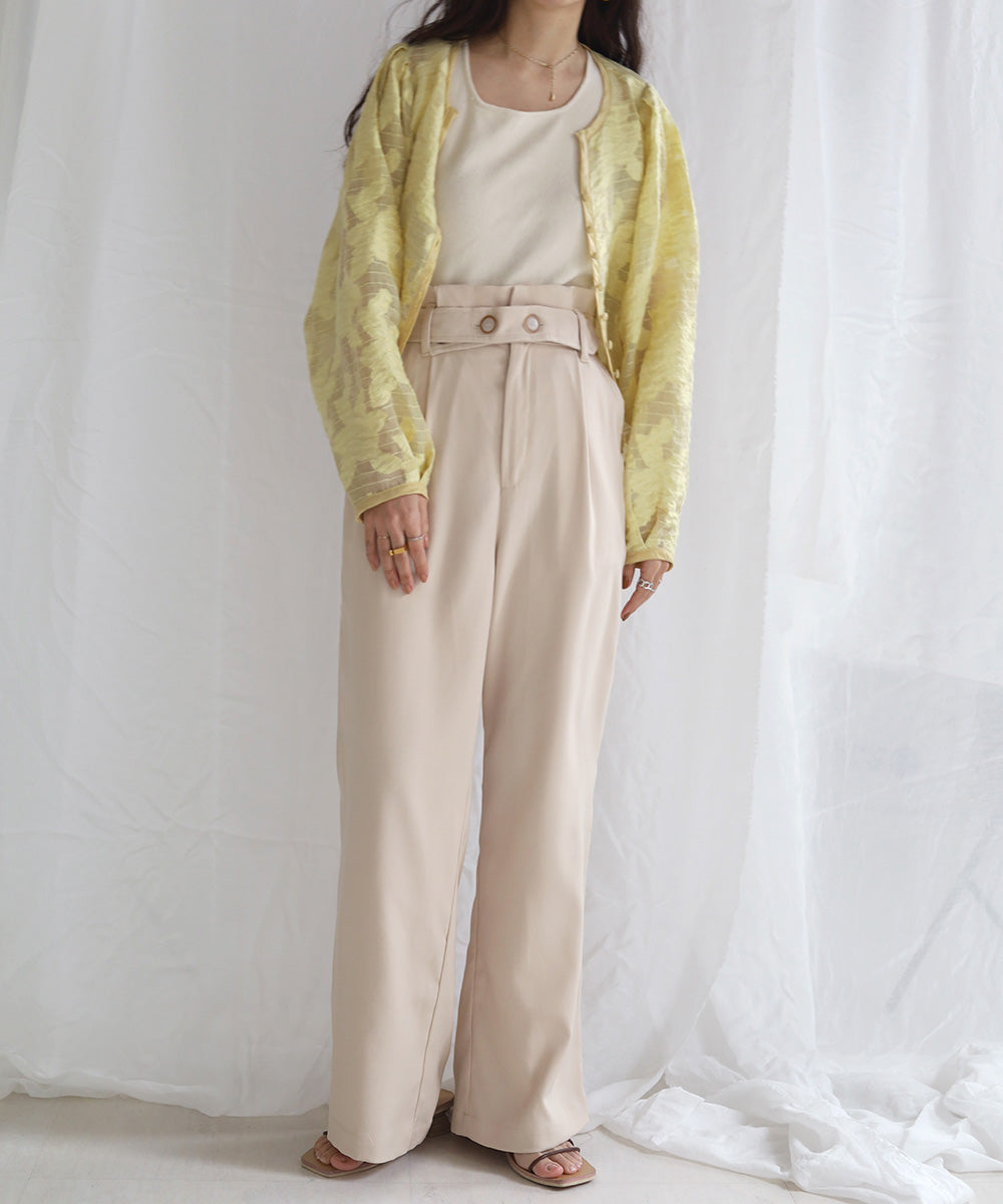 【セットアップ対応】ベルト付ハイウエストパンツ