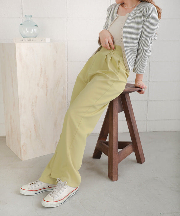 【S/M/Lサイズ展開】ハイウエストセンタープレスカラースラックス