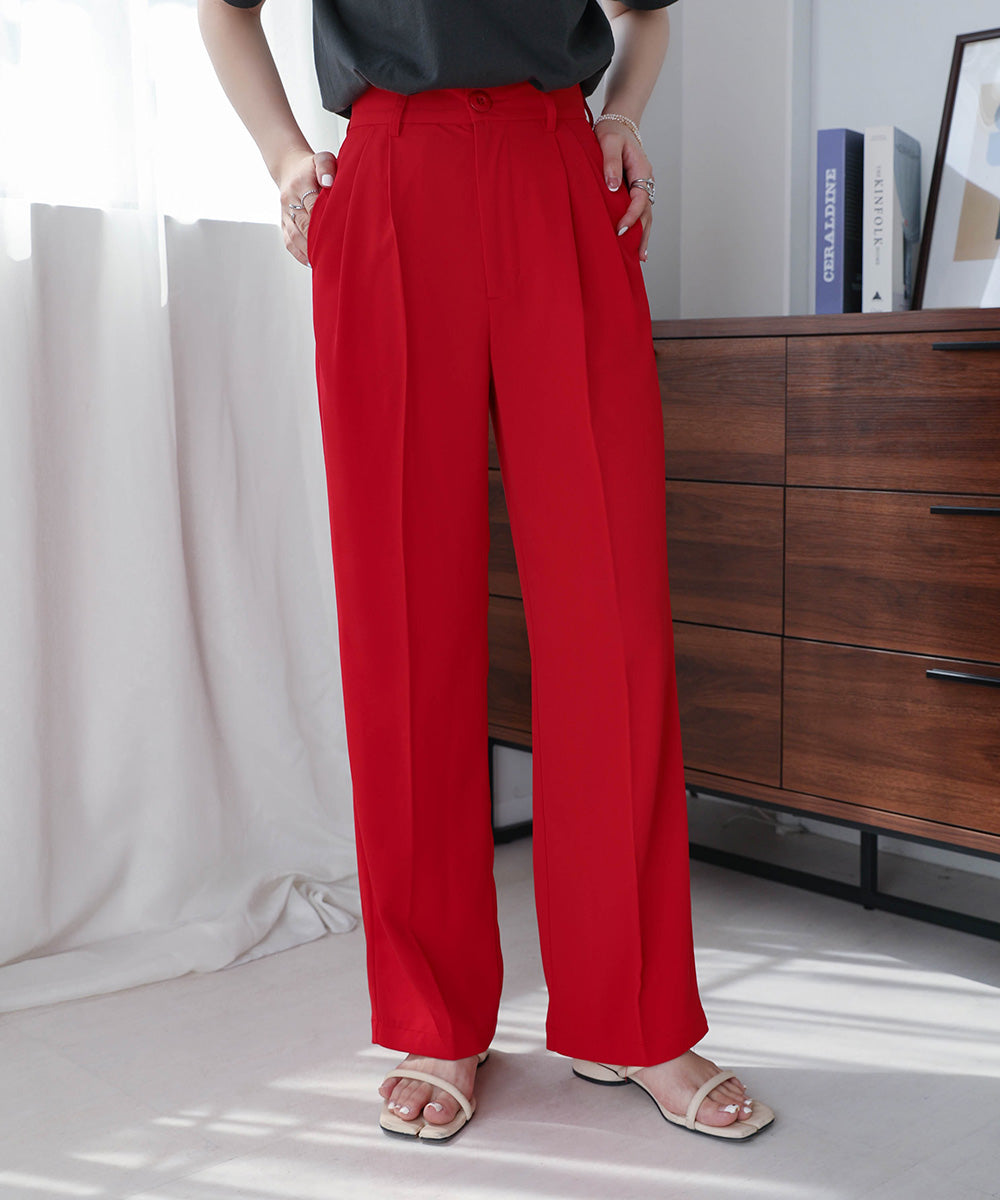 【S/M/Lサイズ展開】ハイウエストセンタープレスカラースラックス