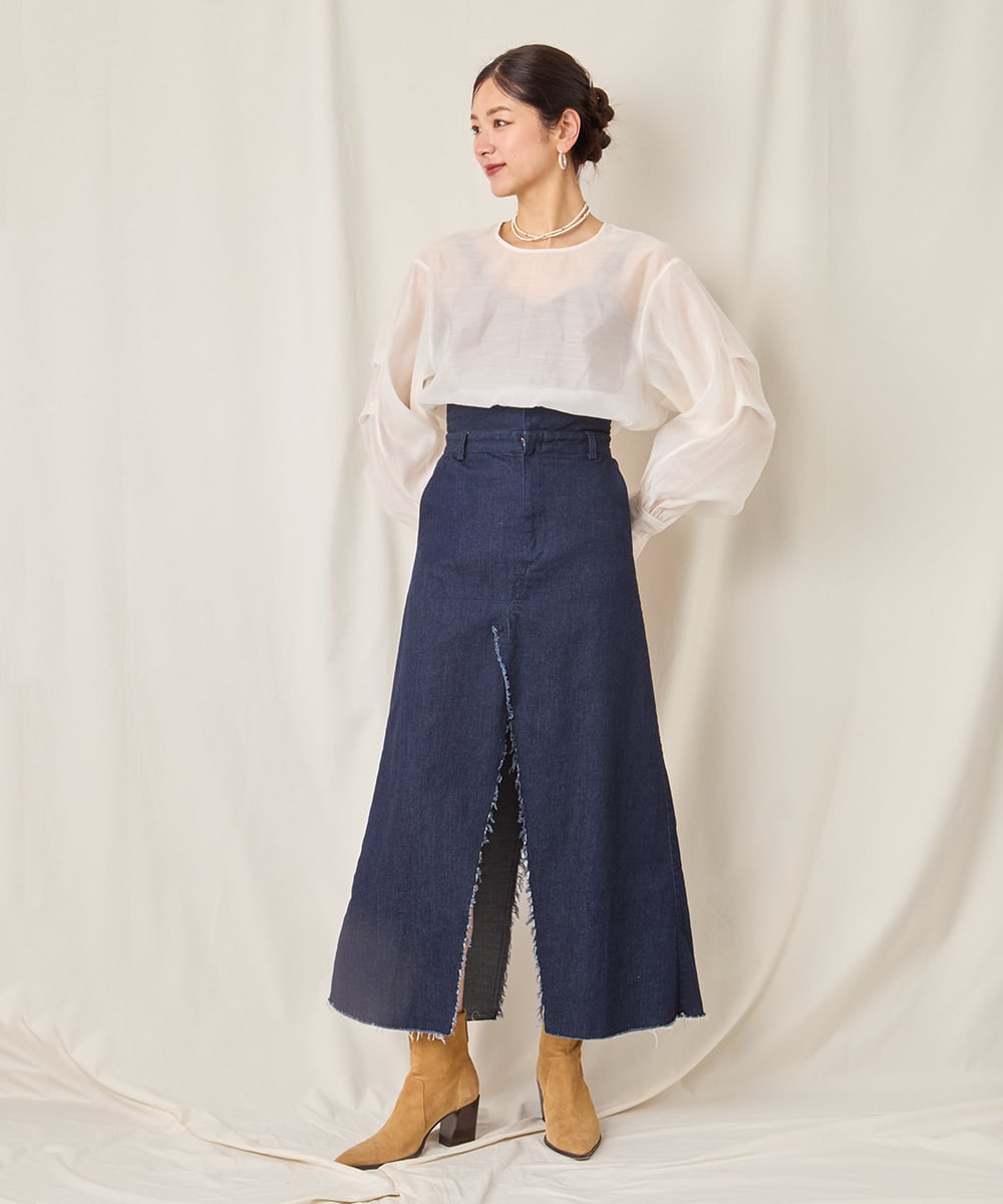 DENIM SLIT SKIRT