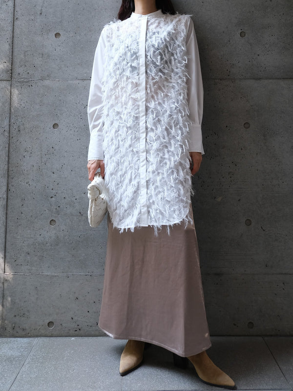 SATIN SEMI-FLARE SKIRT(ｻﾃﾝｾﾐﾌﾚｱｽｶｰﾄ)