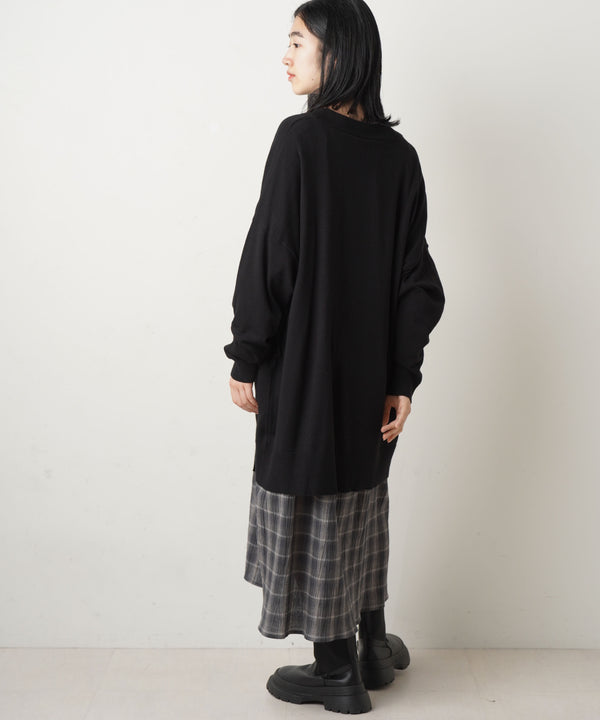 Lupilien 天竺編みニット　Ｖネックチュニック