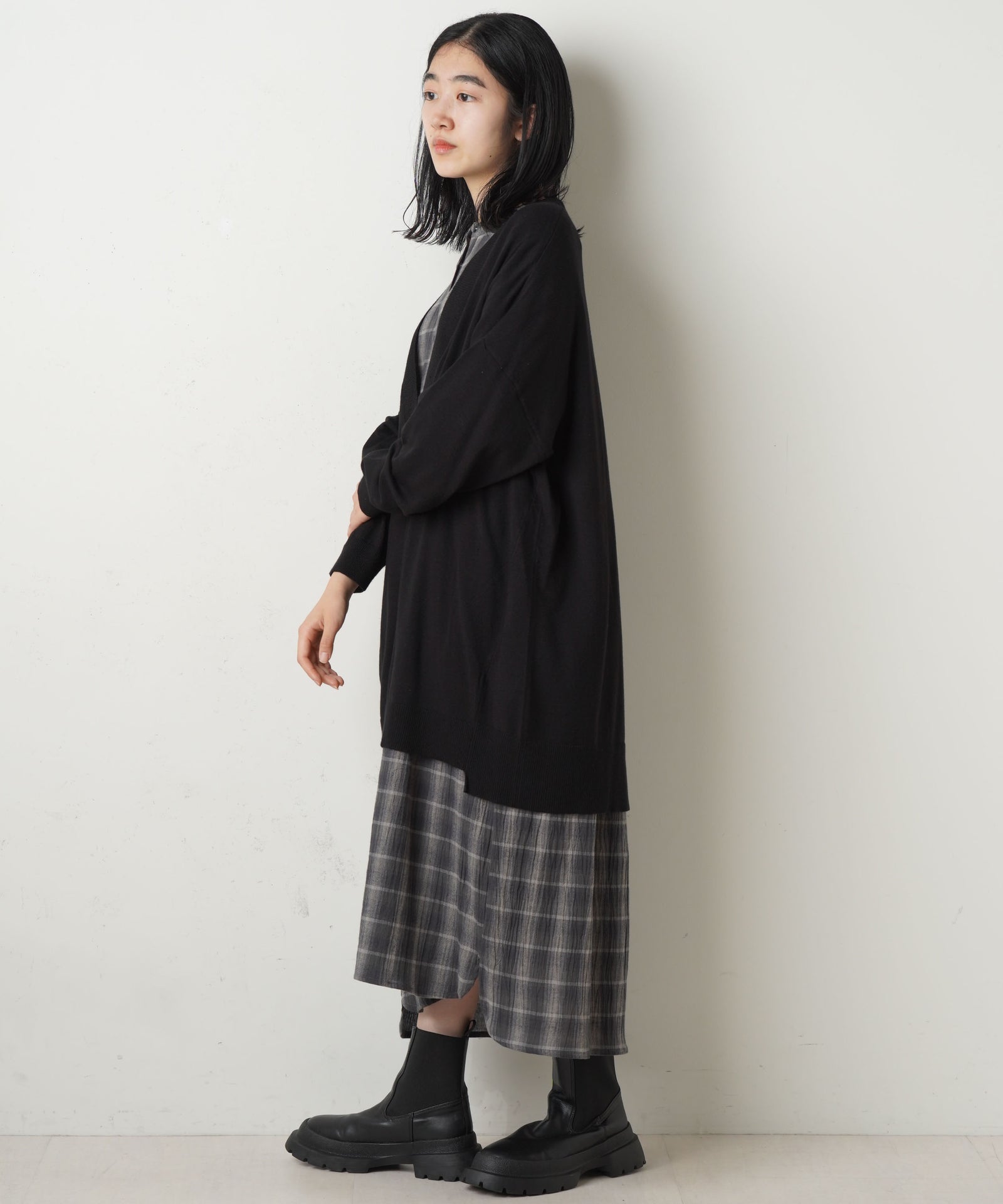 Lupilien 天竺編みニット　Ｖネックチュニック