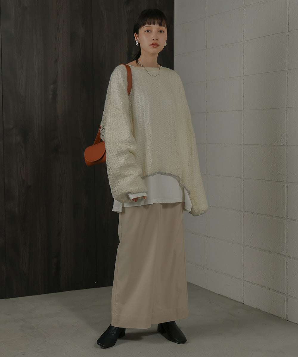 透かし編みニットトップス