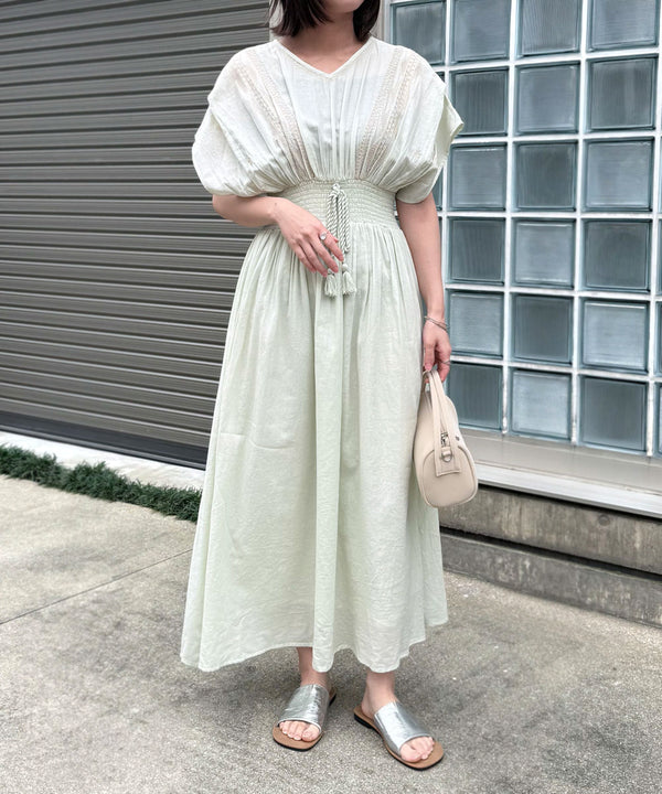 【S・Mサイズ展開】フロント刺繍ウエストシャーリングワンピース