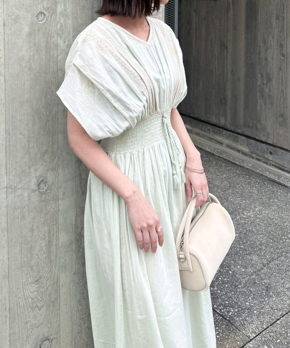 【S・Mサイズ展開】フロント刺繍ウエストシャーリングワンピース