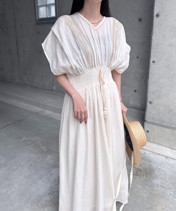 【S・Mサイズ展開】フロント刺繍ウエストシャーリングワンピース