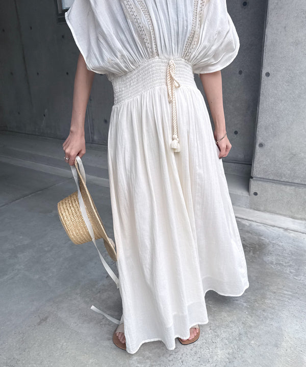 【S・Mサイズ展開】フロント刺繍ウエストシャーリングワンピース