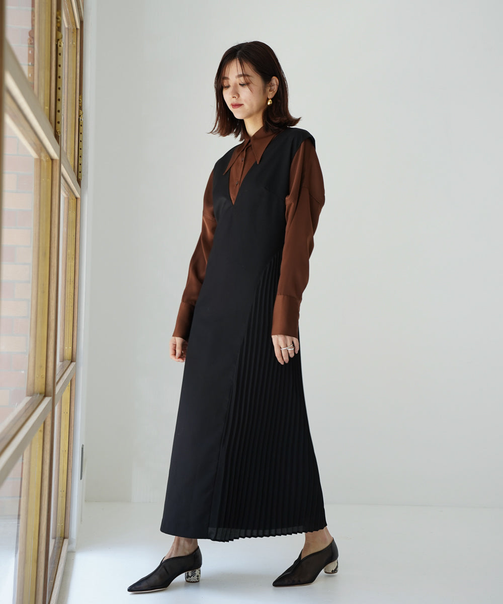 SWEATER + SIDE PLEATED DRESS