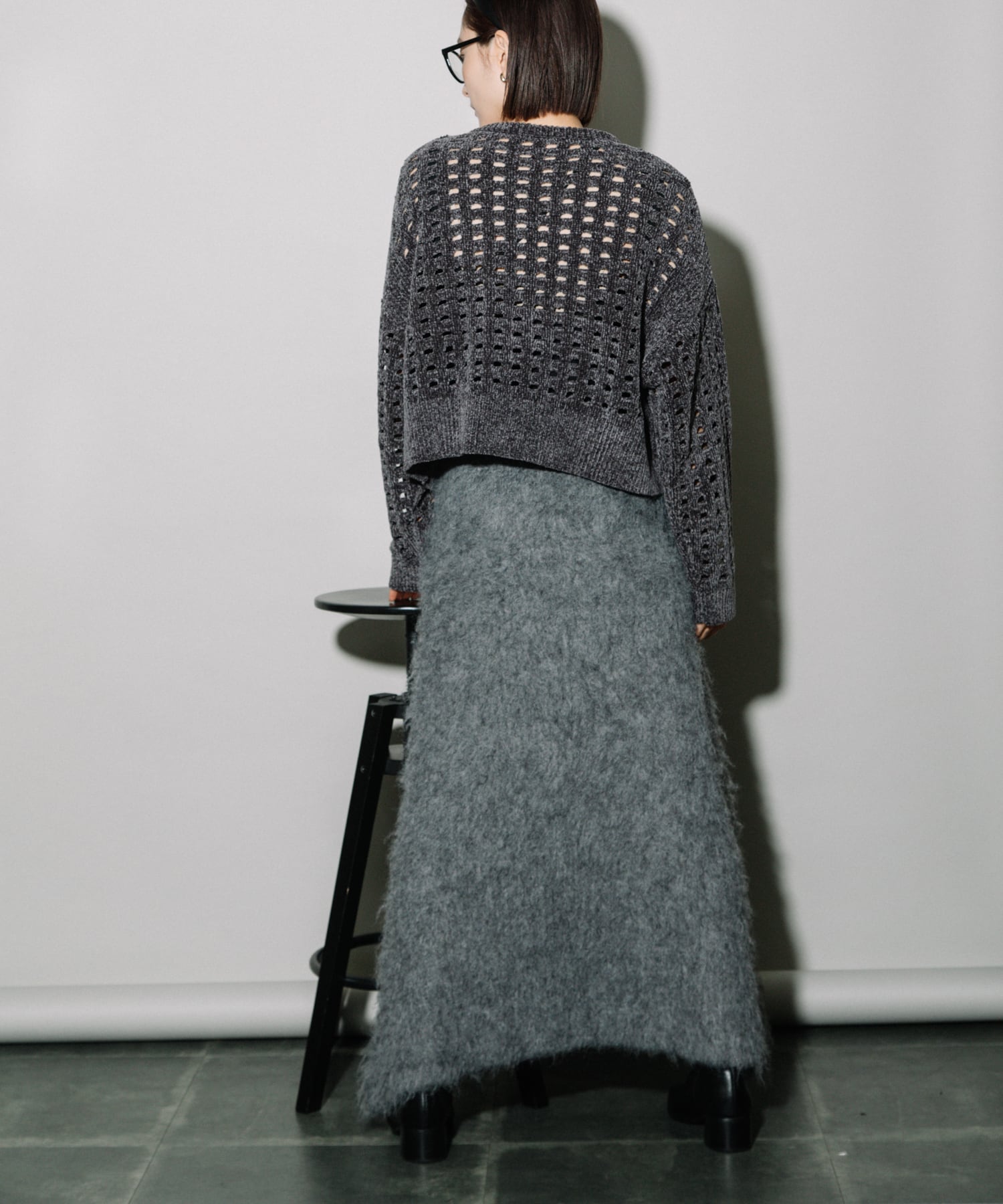 KEGAKI HALF CARDIGAN KNIT SKT