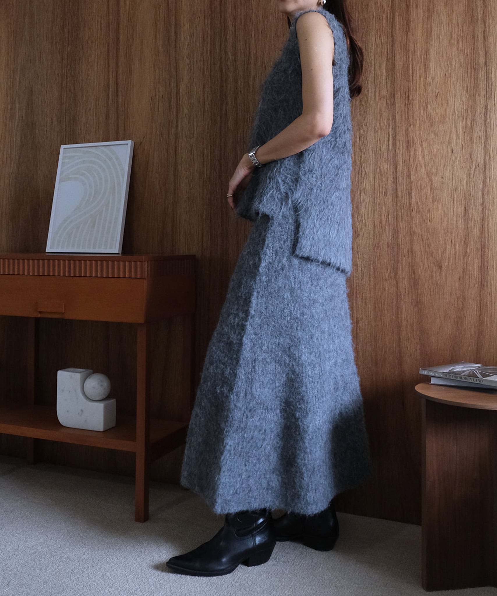 KEGAKI HALF CARDIGAN KNIT SKT
