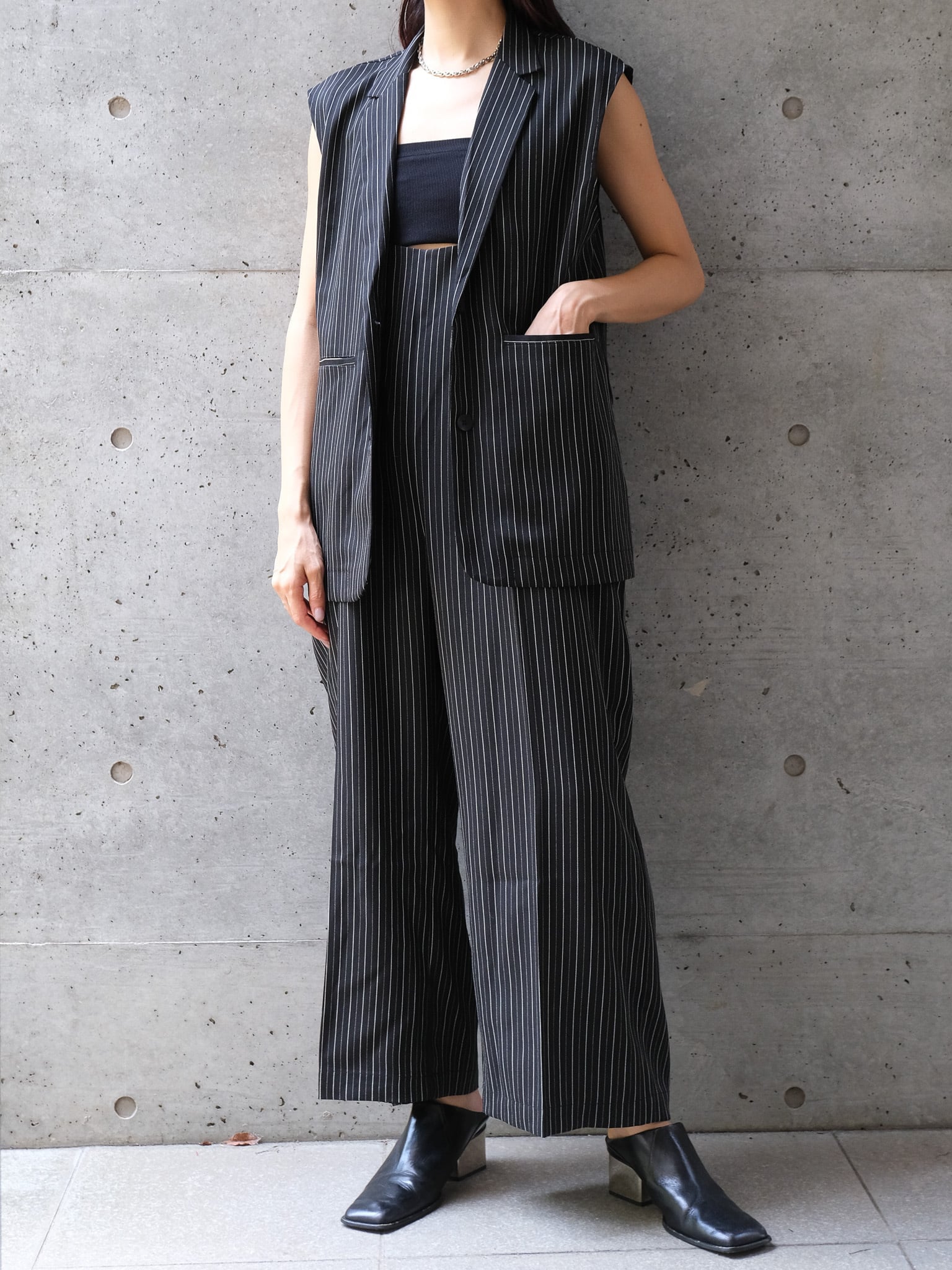 【SETUP 可】HERRINGBONE STRIPED PANTS（ﾍﾘﾝﾎﾞｰﾝｽﾄﾗｲﾌﾟﾊﾟﾝﾂ）
