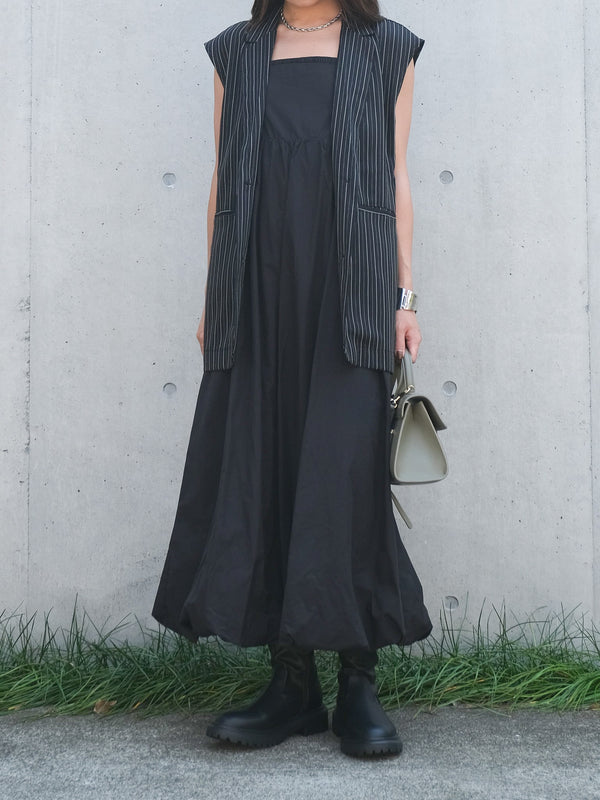 【SETUP可】HERRINGBONE STRIPED SLEEVELESS JACKET（ﾍﾘﾝﾎﾞｰﾝｽﾄﾗｲﾌﾟｽﾘｰﾌﾞﾚｽｼﾞｬｹｯﾄ）