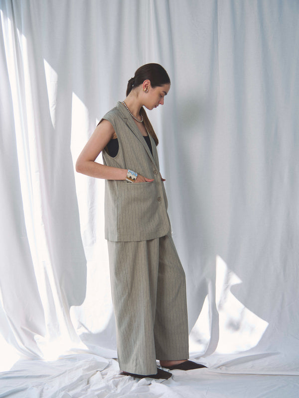 【SETUP 可】HERRINGBONE STRIPED PANTS（ﾍﾘﾝﾎﾞｰﾝｽﾄﾗｲﾌﾟﾊﾟﾝﾂ）