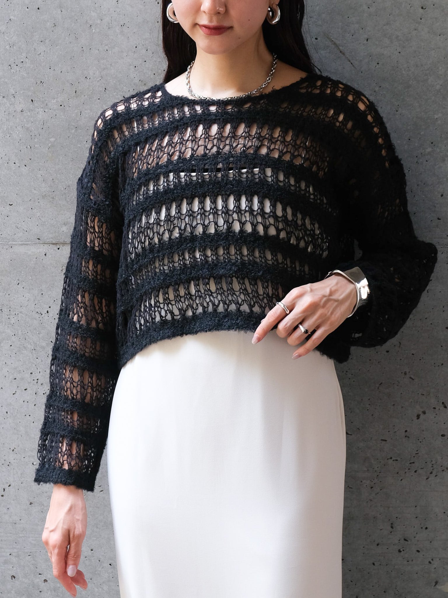 BOUCLE SHORT SWEATER(ﾌﾞｰｸﾚｼｮｰﾄｾｰﾀｰ)